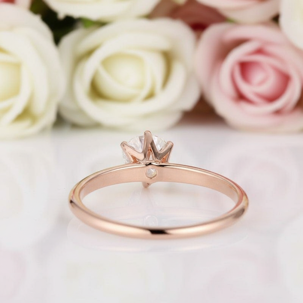 14k White Gold 1ct Diamond 6 Prong Solitaire Engagement Ring-Black Diamonds New York