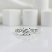 14k White Gold 1.0 Ct Diamond Antique Milgrain Engagement Ring-Black Diamonds New York