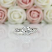 14k White Gold 1.0 Ct Diamond Antique Milgrain Engagement Ring-Black Diamonds New York