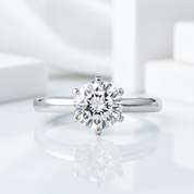 14k White Gold 1ct Diamond 6 Claws Engagement Ring-Black Diamonds New York