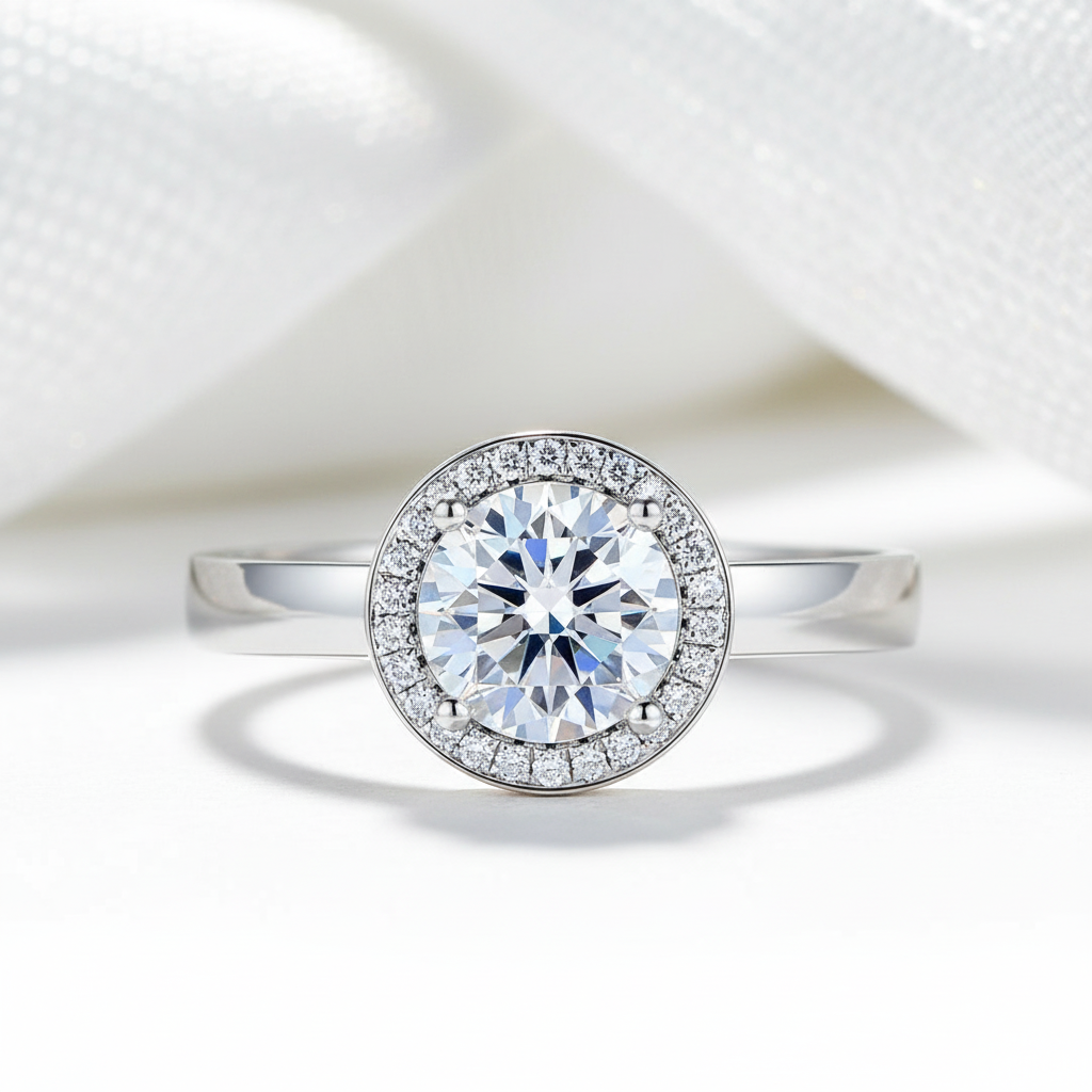14k White Gold 1ct Diamond Option Halo Ring-Black Diamonds New York