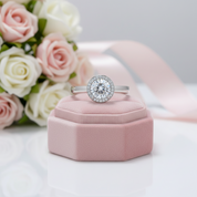 14k White Gold 1ct Diamond Option Halo Ring-Black Diamonds New York