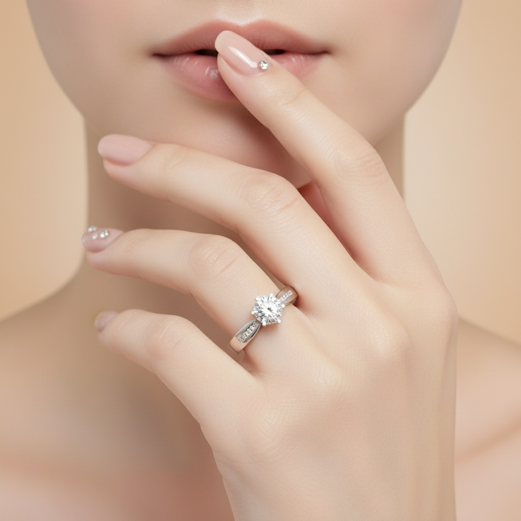 14k White Gold 1ct Diamond Engagement Ring-Black Diamonds New York