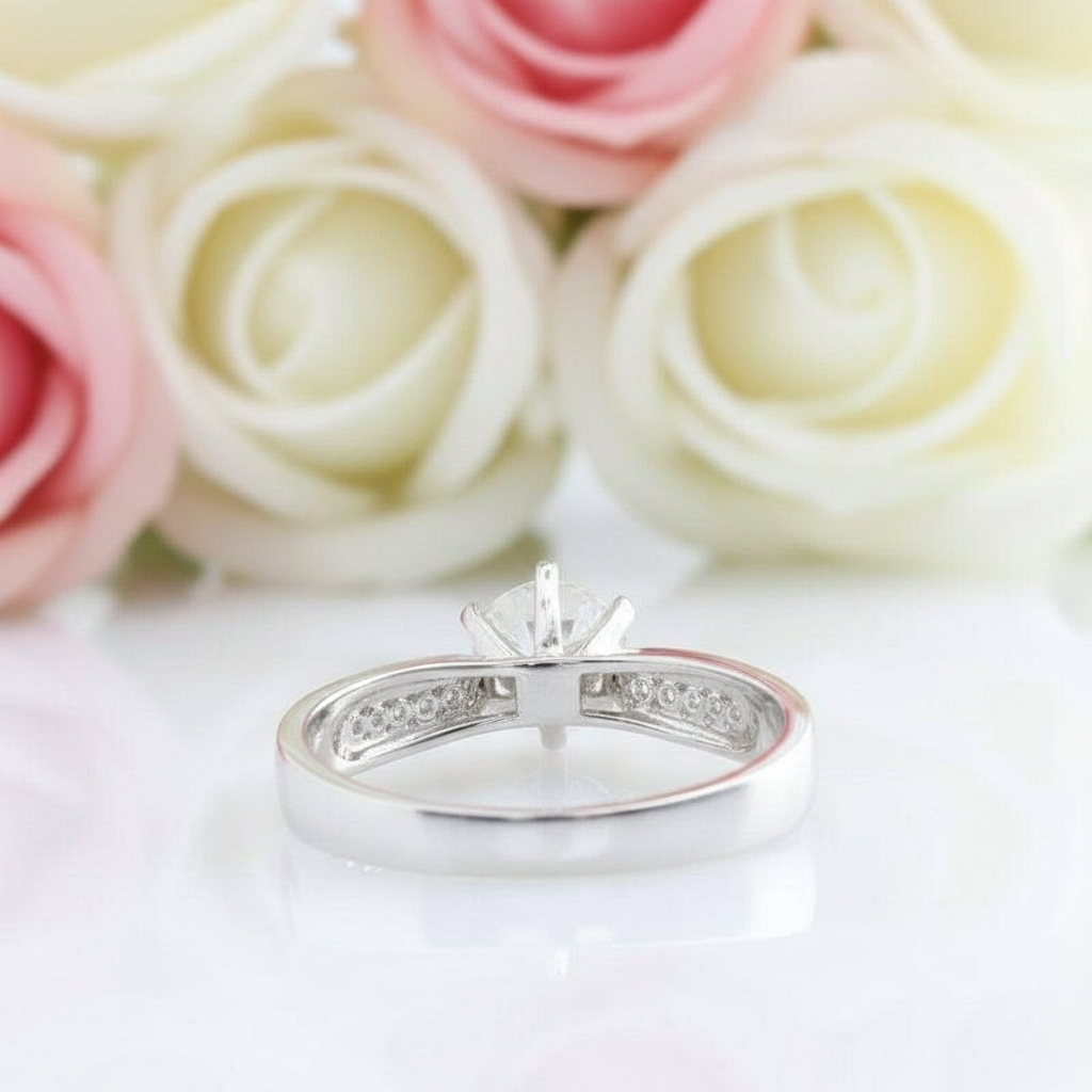 14k White Gold 1ct Diamond Engagement Ring-Black Diamonds New York