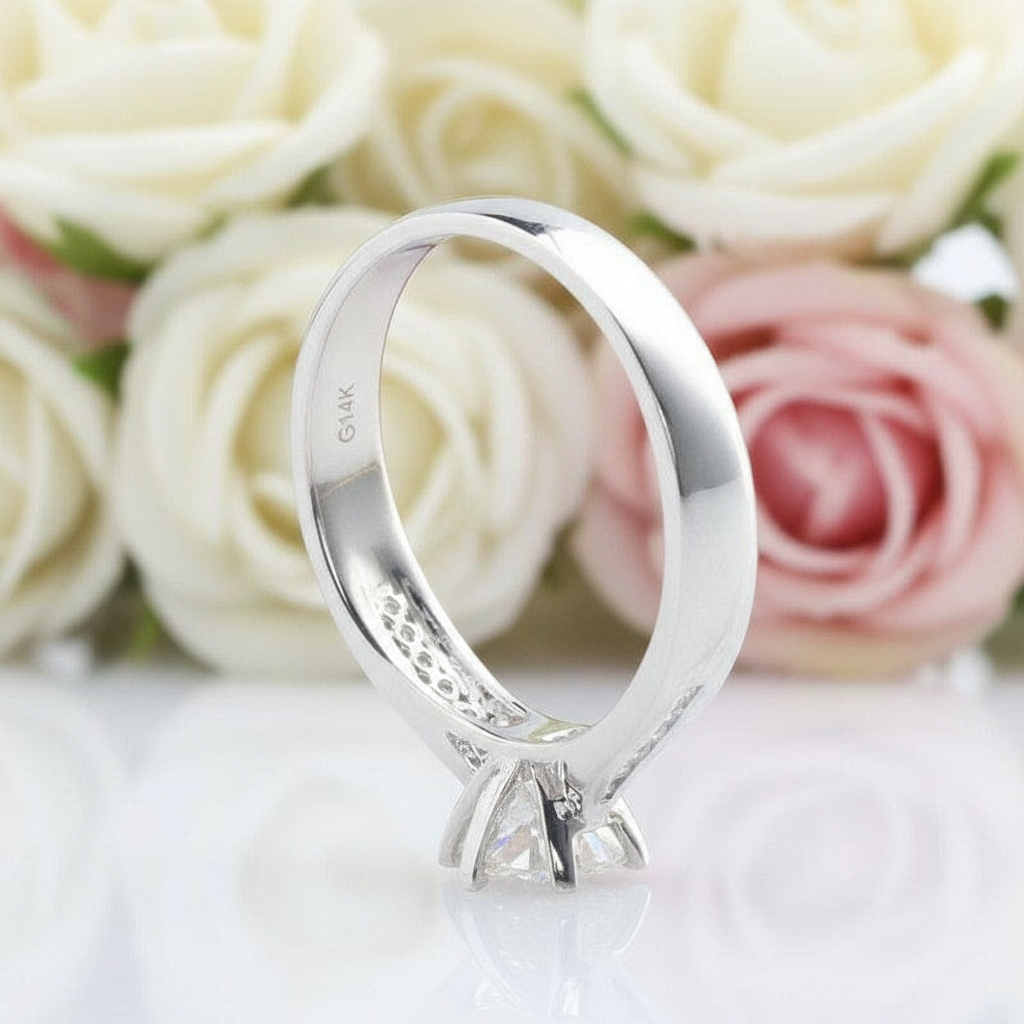 14k White Gold 1ct Diamond Engagement Ring-Black Diamonds New York