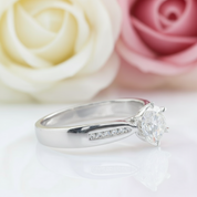 14k White Gold 1ct Diamond Engagement Ring-Black Diamonds New York