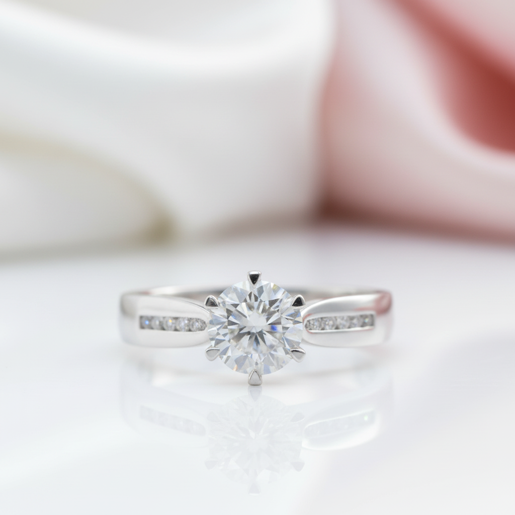 14k White Gold 1ct Diamond Option Engagement Ring-Black Diamonds New York