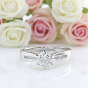 14k White Gold 1ct Diamond Engagement Ring-Black Diamonds New York