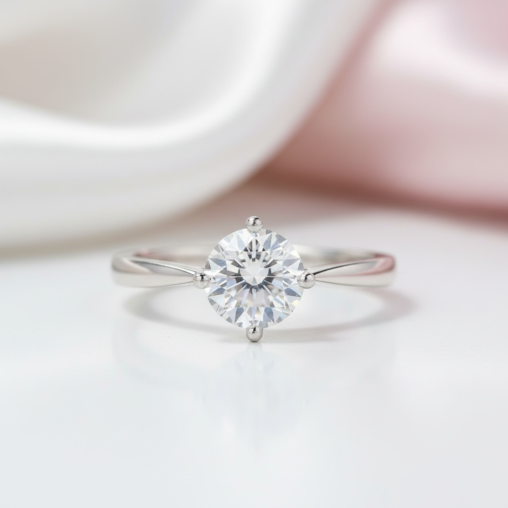 14k White Gold 1ct Diamond Option Solitaire Ring-Black Diamonds New York