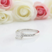 14k White Gold 1ct Princess Cut 5.5mm Diamond 4 Prong Engagement Ring-Black Diamonds New York