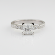 14k White Gold 1ct Princess Cut 5.5mm Diamond Option 4 Prong Engagement Ring-Black Diamonds New York