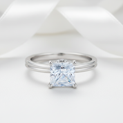 14k White Gold 1Ct Princess Cut Diamond Option Engagement Ring-Black Diamonds New York