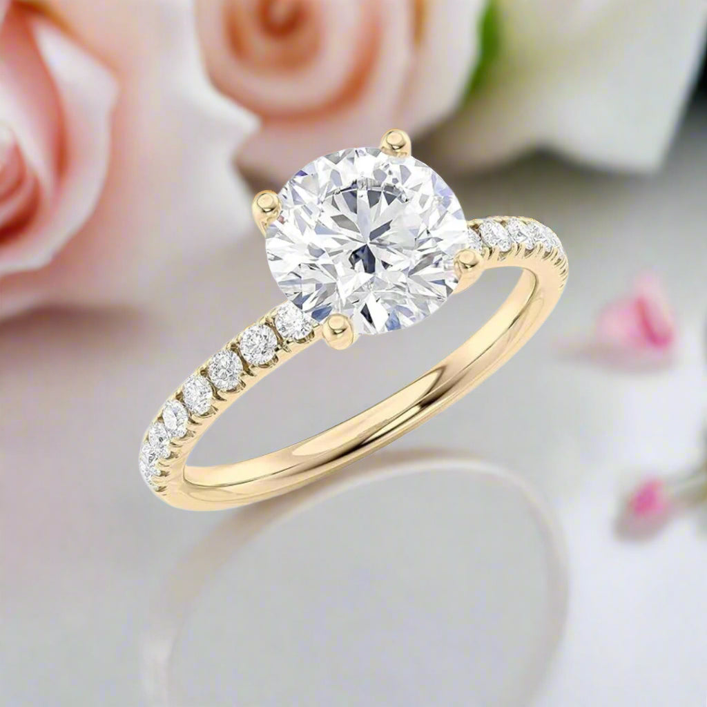 14k White Gold 2.0 Ct Hidden Halo Engagement Ring-Black Diamonds New York