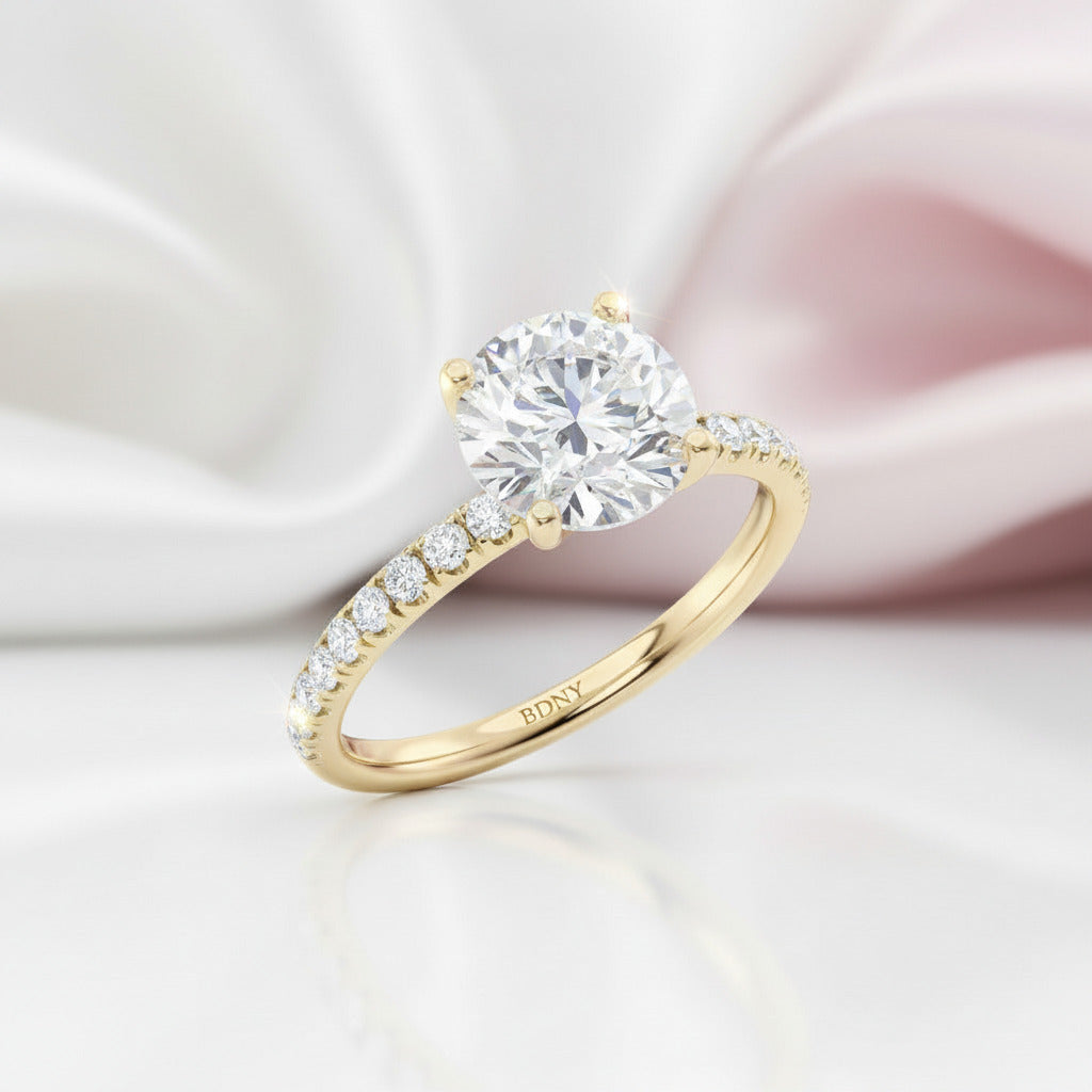 14k White Gold 2.0 Ct Hidden Halo Engagement Ring-Black Diamonds New York