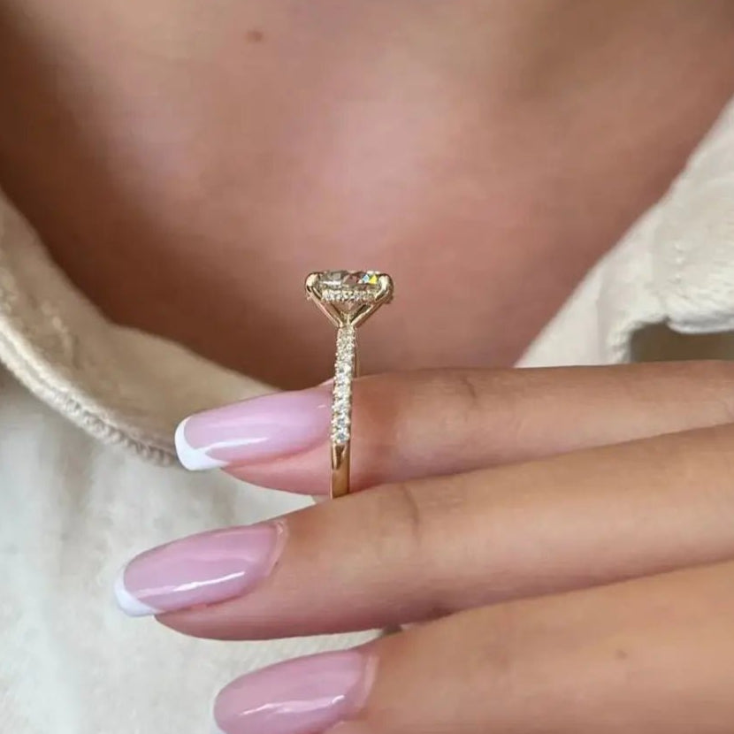 14k White Gold 2.0 Ct Hidden Halo Engagement Ring-Black Diamonds New York