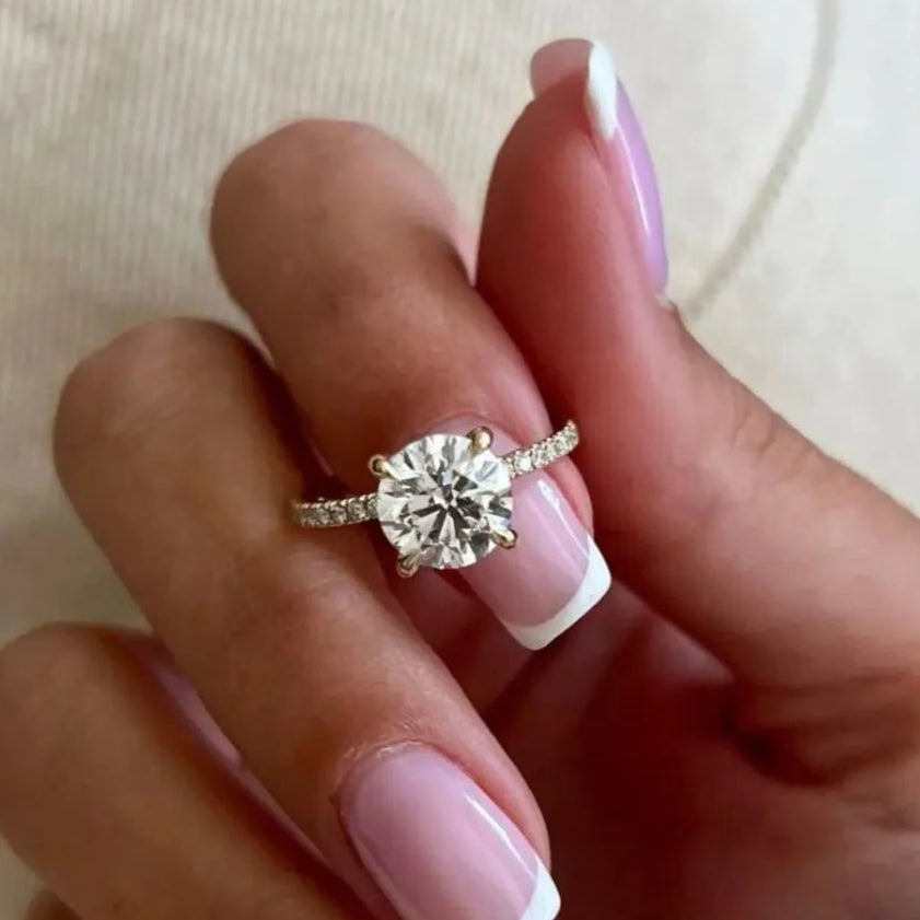 14k White Gold 2.0 Ct Hidden Halo Engagement Ring-Black Diamonds New York