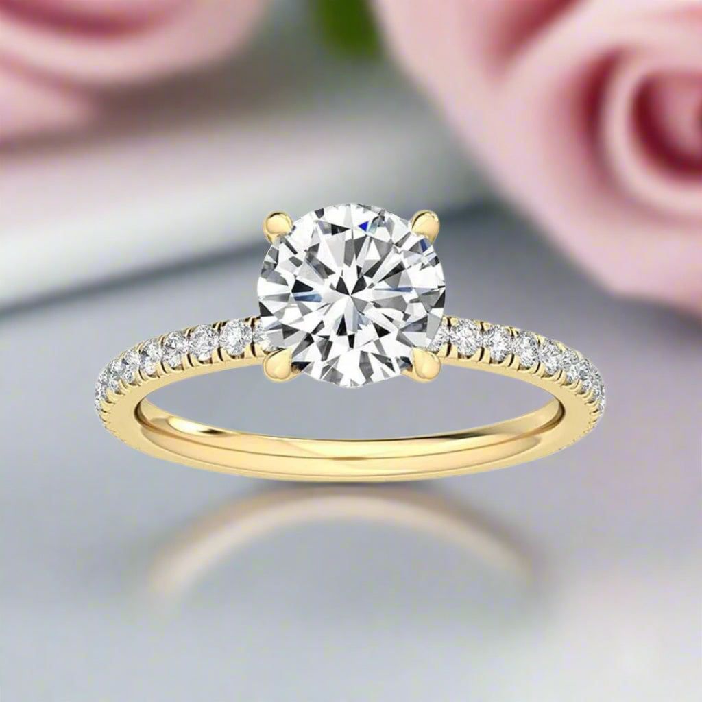 14k White Gold 2.0 Ct Hidden Halo Engagement Ring-Black Diamonds New York