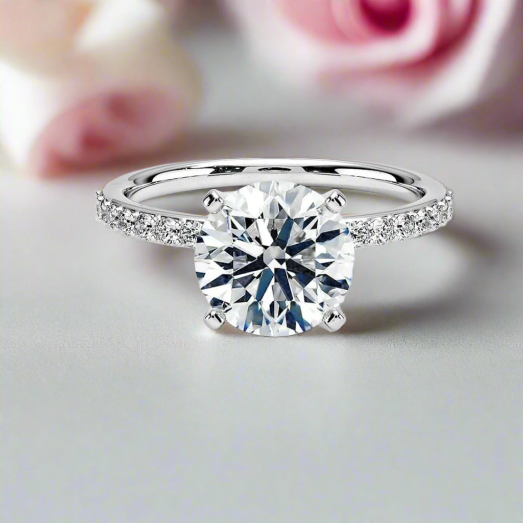 14k White Gold 2.0 Ct Hidden Halo Engagement Ring-Black Diamonds New York