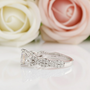 14k White Gold 2.1 Ct 3 Stone Princess Cut Diamond Engagement Ring-Black Diamonds New York