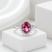 14K White Gold 2.8ct Pink Topaz 0.35ct Natural Diamond Ring-Black Diamonds New York