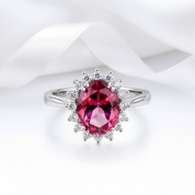 14K White Gold 2.8ct Pink Topaz 0.35ct Natural Diamond Option Ring-Black Diamonds New York