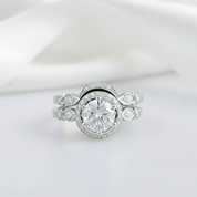 14K White Gold 2CT 8mm Diamond Engagement Ring Set-Black Diamonds New York