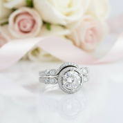 14K White Gold 2CT 8mm Diamond Engagement Ring Set-Black Diamonds New York