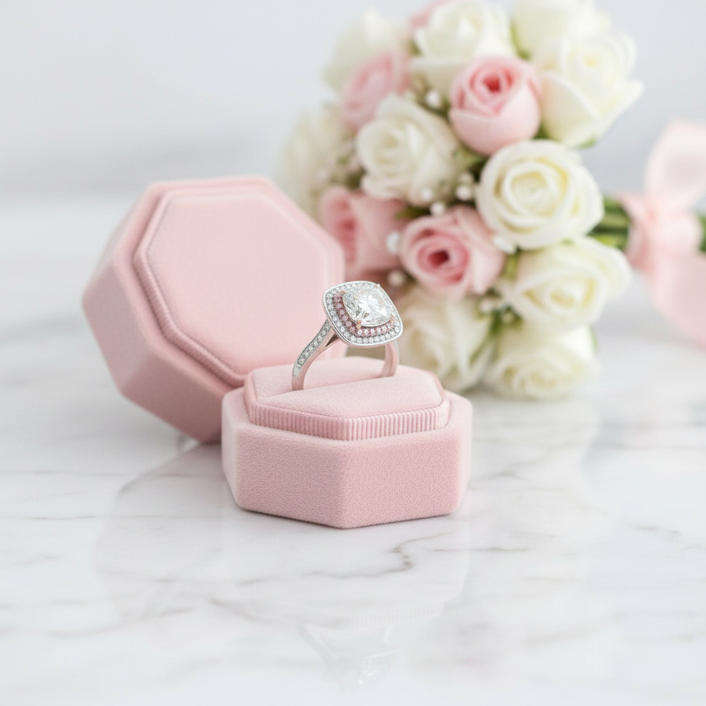 14k White Gold 2ct Diamond Double Halo Engagement Ring-Black Diamonds New York