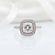 14k White Gold 2ct Diamond Double Halo Engagement Ring-Black Diamonds New York