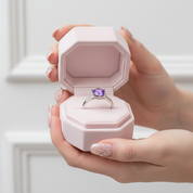 14k White Gold 2ct Purple Topaz 0.1ct Diamond Option Ring-Black Diamonds New York
