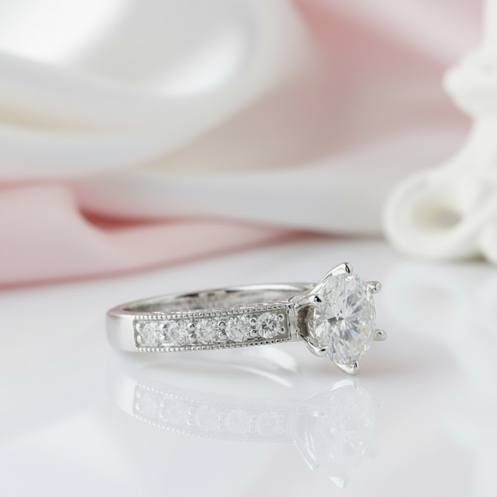14k White Gold 2.0 Ct Round Cut Diamond Option Engagement Ring-Black Diamonds New York