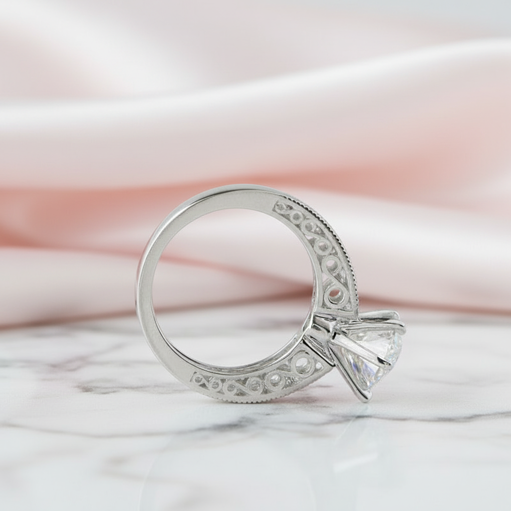 14k White Gold 2.0 Ct Round Cut Diamond Option Engagement Ring-Black Diamonds New York