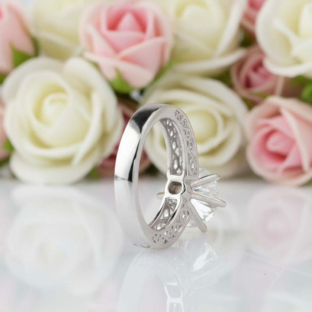 14k White Gold 2.0 Ct Round Cut Diamond Engagement Ring-Black Diamonds New York