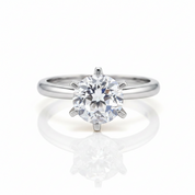 14k White Gold 2ct Topaz 6 Claws Solitaire Ring-Black Diamonds New York