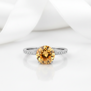 14k White Gold 2ct Yellow Topaz Diamond Option Ring-Black Diamonds New York