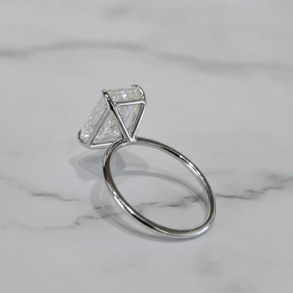 14k White Gold 3.0 Ct Radiant Cut CVD Lab Diamond Option Engagement Ring-Black Diamonds New York