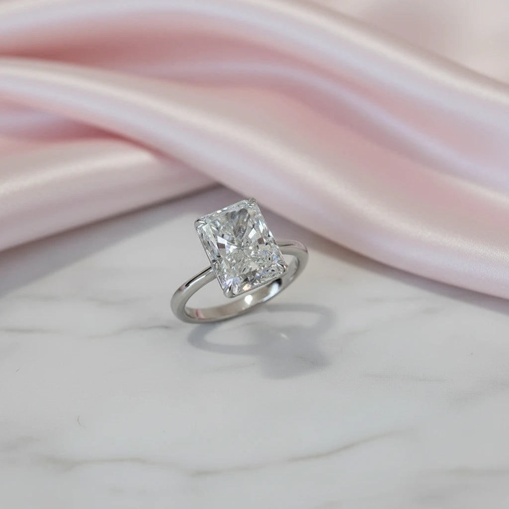 14k White Gold 3.0 Ct Radiant Cut CVD Lab Diamond Option Engagement Ring-Black Diamonds New York