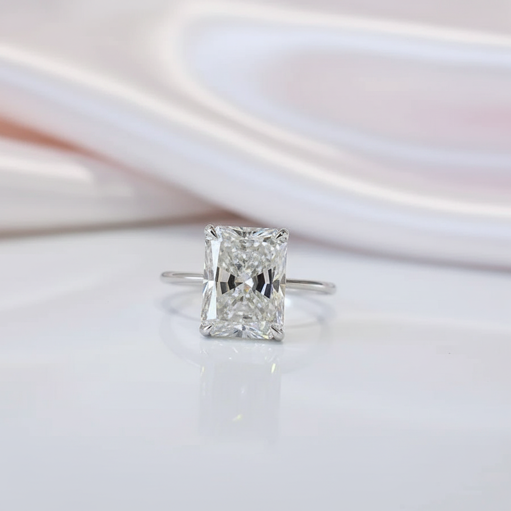 14k White Gold 3.0 Ct Radiant Cut CVD Lab Diamond Option Engagement Ring-Black Diamonds New York