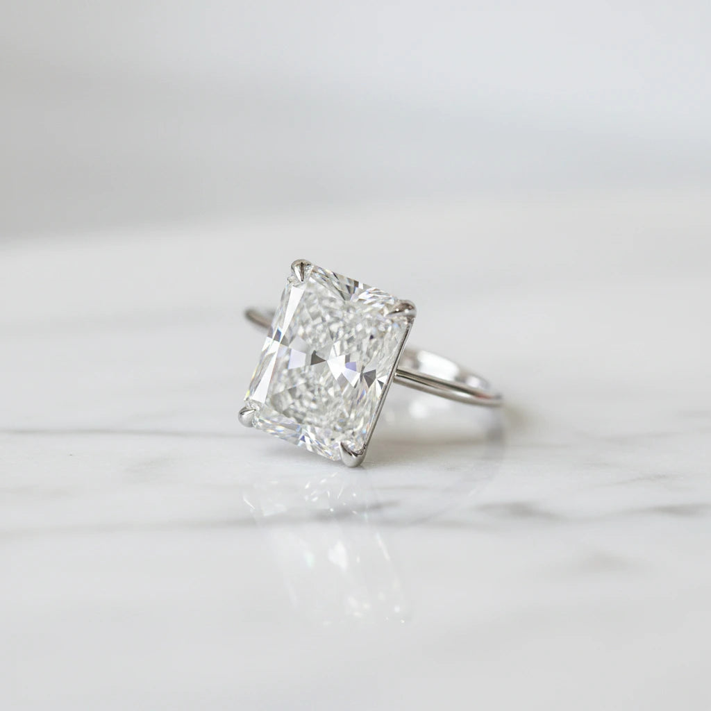 14k White Gold 3.0 Ct Radiant Cut CVD Lab Diamond Option Engagement Ring-Black Diamonds New York