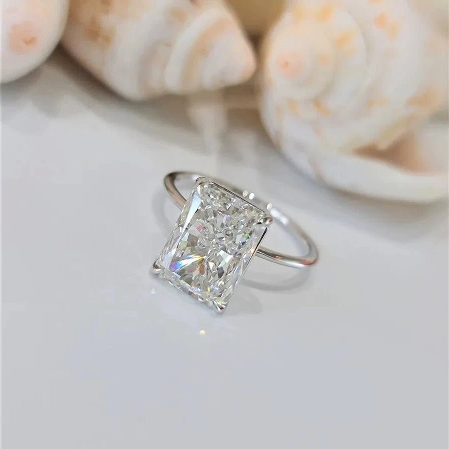 14k White Gold 3.0 Ct Radiant Cut CVD Lab Diamond Option Engagement Ring-Black Diamonds New York