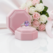 14k White Gold 3.5ct Amethyst 0.097 Ct Diamond Option Ring-Black Diamonds New York