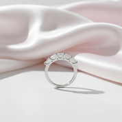 14k White Gold 3.0 Ct Asscher Cut Diamond Half Eternity Wedding Band-Black Diamonds New York