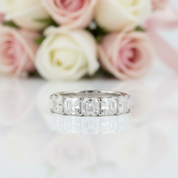 14k White Gold 3.0 Ct Asscher Cut Diamond Option Half Eternity Wedding Band-Black Diamonds New York