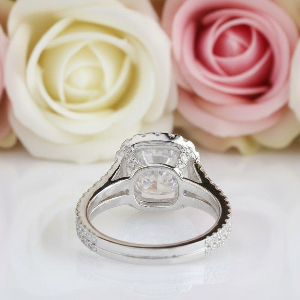 14k White Gold 3ct 9mm Diamond Halo Engagement Ring-Black Diamonds New York