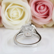 14k White Gold 3ct 9mm Diamond Halo Engagement Ring-Black Diamonds New York