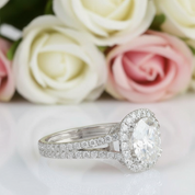 14k White Gold 3ct 9mm Diamond Halo Engagement Ring-Black Diamonds New York