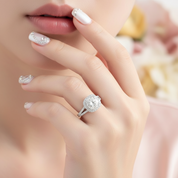 14k White Gold 3ct 9mm Diamond Halo Engagement Ring-Black Diamonds New York