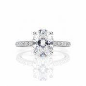 14k White Gold 3ct Oval Cut Diamond Option Under Halo Engagement Ring-Black Diamonds New York