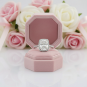 14k White Gold 4ct 8*10mm Cushion Cut Diamond Option Halo Engagement Ring-Black Diamonds New York