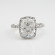 14k White Gold 4ct 8*10mm Cushion Cut Diamond Option Halo Engagement Ring-Black Diamonds New York